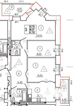 3-к квартира, вторичка, 92м2, 4/8 этаж