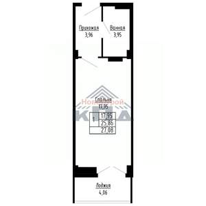 1-к квартира, строящийся дом, 27м2, 4/16 этаж