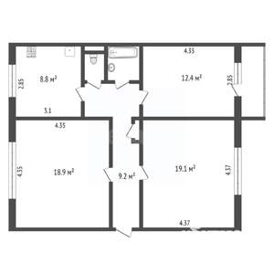 3-к квартира, вторичка, 73м2, 4/12 этаж