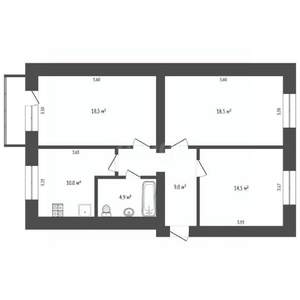 3-к квартира, вторичка, 75м2, 4/5 этаж
