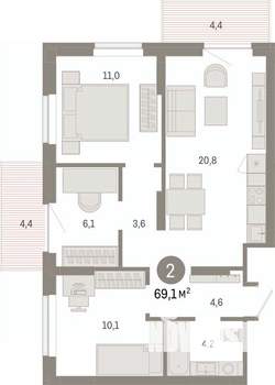 3-к квартира, вторичка, 69м2, 4/17 этаж