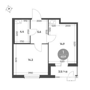 1-к квартира, вторичка, 41м2, 10/10 этаж