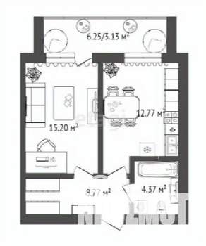 1-к квартира, строящийся дом, 45м2, 3/16 этаж