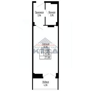 1-к квартира, строящийся дом, 27м2, 4/16 этаж