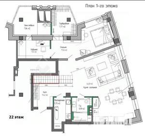 3-к квартира, вторичка, 163м2, 22/23 этаж