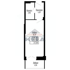 1-к квартира, строящийся дом, 28м2, 5/16 этаж