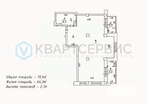 2-к квартира, вторичка, 70м2, 7/18 этаж