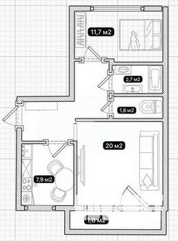 2-к квартира, вторичка, 54м2, 3/5 этаж