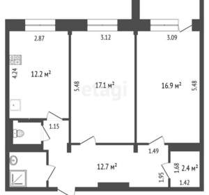 2-к квартира, вторичка, 66м2, 4/6 этаж