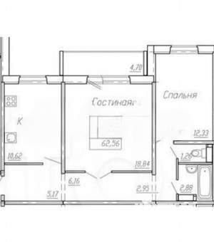 2-к квартира, вторичка, 60м2, 10/16 этаж