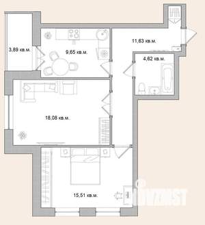 2-к квартира, строящийся дом, 63м2, 12/16 этаж