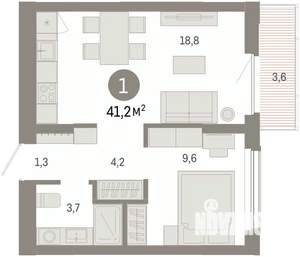 1-к квартира, вторичка, 41м2, 5/16 этаж