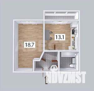 1-к квартира, вторичка, 41м2, 7/9 этаж
