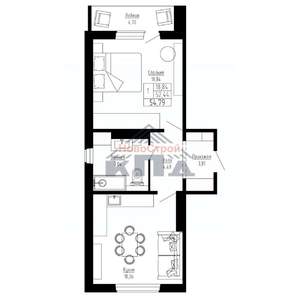 1-к квартира, строящийся дом, 55м2, 7/16 этаж