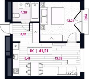 1-к квартира, вторичка, 41м2, 12/15 этаж