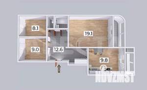 3-к квартира, вторичка, 66м2, 8/9 этаж