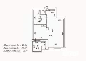 1-к квартира, сданный дом, 41м2, 10/18 этаж