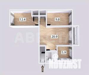 3-к квартира, вторичка, 57м2, 4/5 этаж