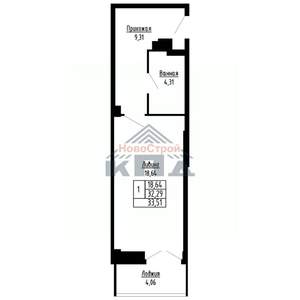 1-к квартира, строящийся дом, 34м2, 12/16 этаж