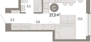 Студия квартира, вторичка, 27м2, 4/16 этаж