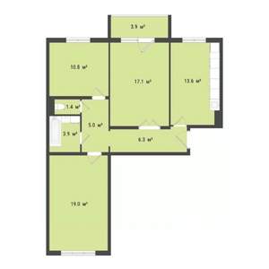 3-к квартира, строящийся дом, 77м2, 7/10 этаж