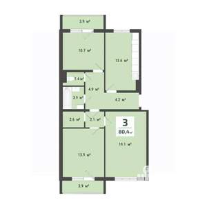 3-к квартира, вторичка, 74м2, 10/10 этаж