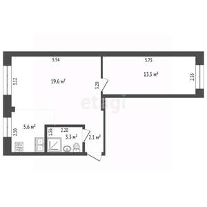 2-к квартира, вторичка, 44м2, 1/5 этаж
