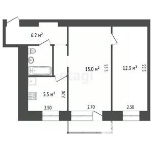 2-к квартира, вторичка, 42м2, 2/4 этаж