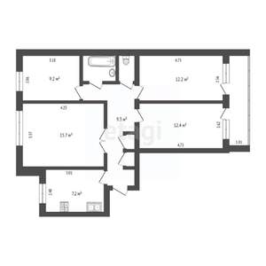 4-к квартира, вторичка, 70м2, 1/9 этаж