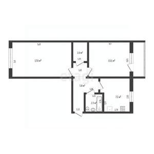 2-к квартира, вторичка, 48м2, 3/5 этаж