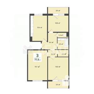 3-к квартира, вторичка, 77м2, 1/10 этаж