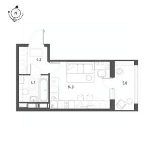 Студия квартира, вторичка, 26м2, 12/12 этаж