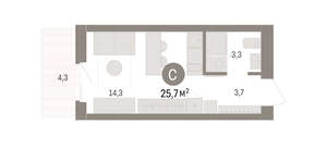 Студия квартира, вторичка, 26м2, 11/14 этаж