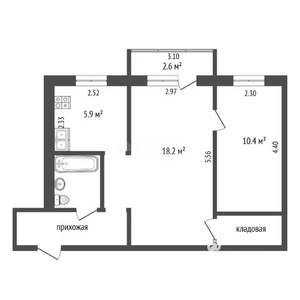 2-к квартира, вторичка, 44м2, 3/4 этаж