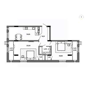 2-к квартира, строящийся дом, 84м2, 2/8 этаж