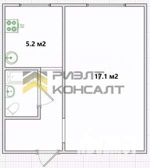 1-к квартира, вторичка, 30м2, 9/9 этаж