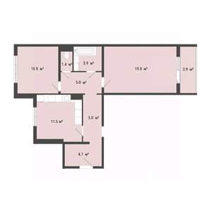 2-к квартира, строящийся дом, 61м2, 8/10 этаж