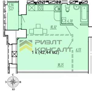 1-к квартира, вторичка, 30м2, 10/15 этаж