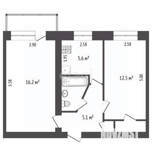 2-к квартира, вторичка, 44м2, 2/5 этаж