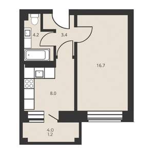 1-к квартира, строящийся дом, 32м2, 9/9 этаж
