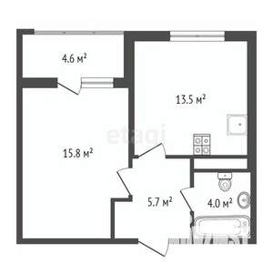 1-к квартира, вторичка, 41м2, 4/12 этаж