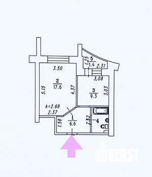 1-к квартира, вторичка, 38м2, 4/9 этаж