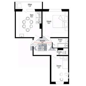2-к квартира, строящийся дом, 68м2, 3/8 этаж