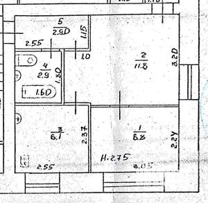 2-к квартира, вторичка, 32м2, 1/3 этаж