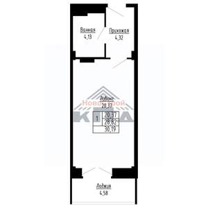 1-к квартира, строящийся дом, 30м2, 3/16 этаж
