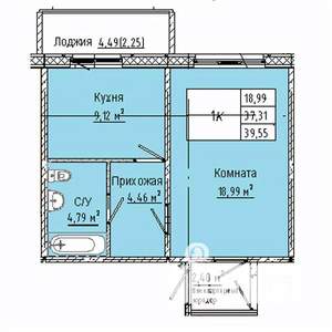 1-к квартира, вторичка, 40м2, 1/10 этаж