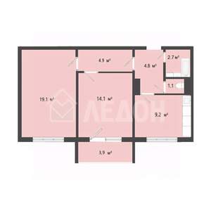 2-к квартира, вторичка, 56м2, 4/10 этаж