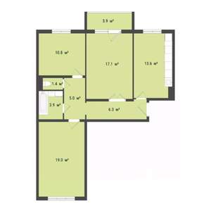 3-к квартира, вторичка, 77м2, 3/9 этаж