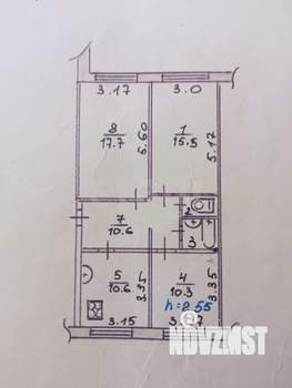3-к квартира, вторичка, 68м2, 1/5 этаж