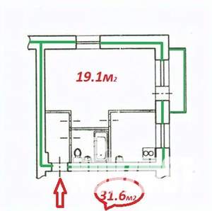 1-к квартира, вторичка, 32м2, 3/5 этаж